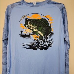 New Paragon UPF 50 sun protection custom screenprint Bass Fish Long Sleeve Shirt